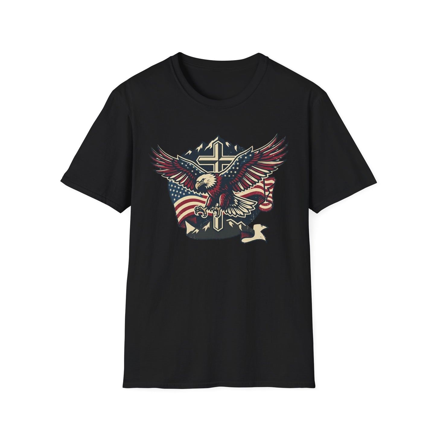 Patriotic Eagle Cross T-Shirt — American Flag Vintage Graphic Tee
