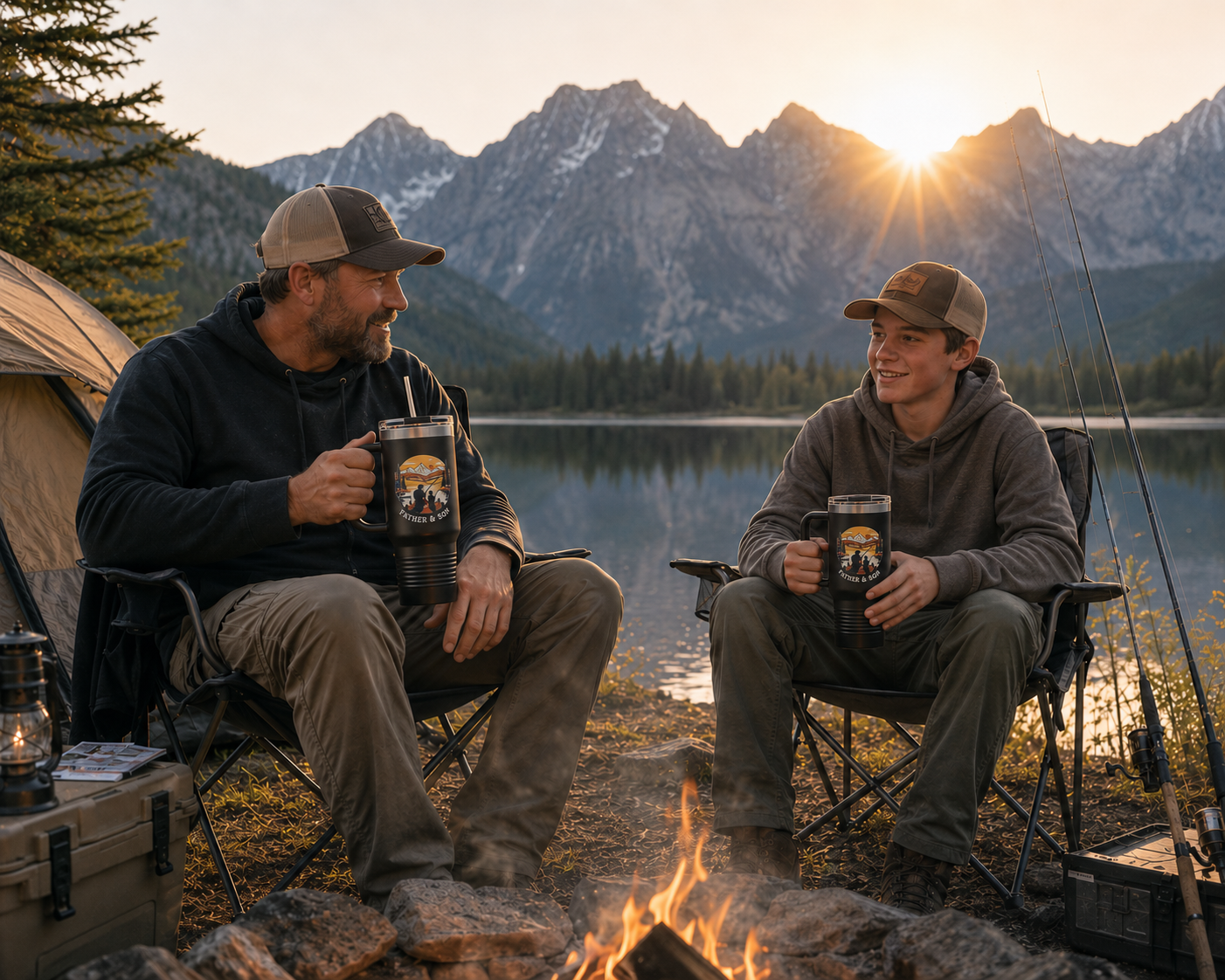 40oz Insulated Travel Mug — Father & Son Fishing Adventure Tumbler