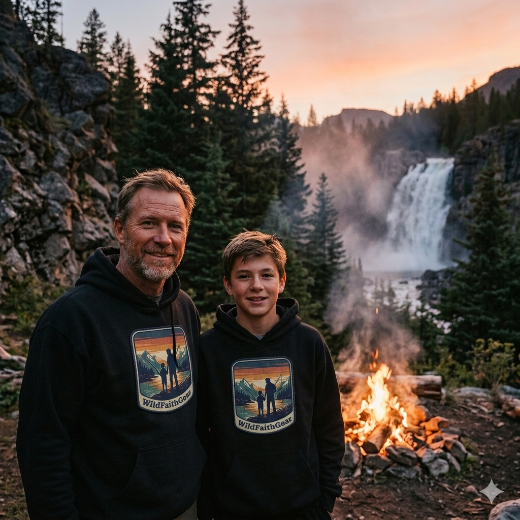 Hoodie - WildFaithGear Father and Son Patch Graphic Hoodie