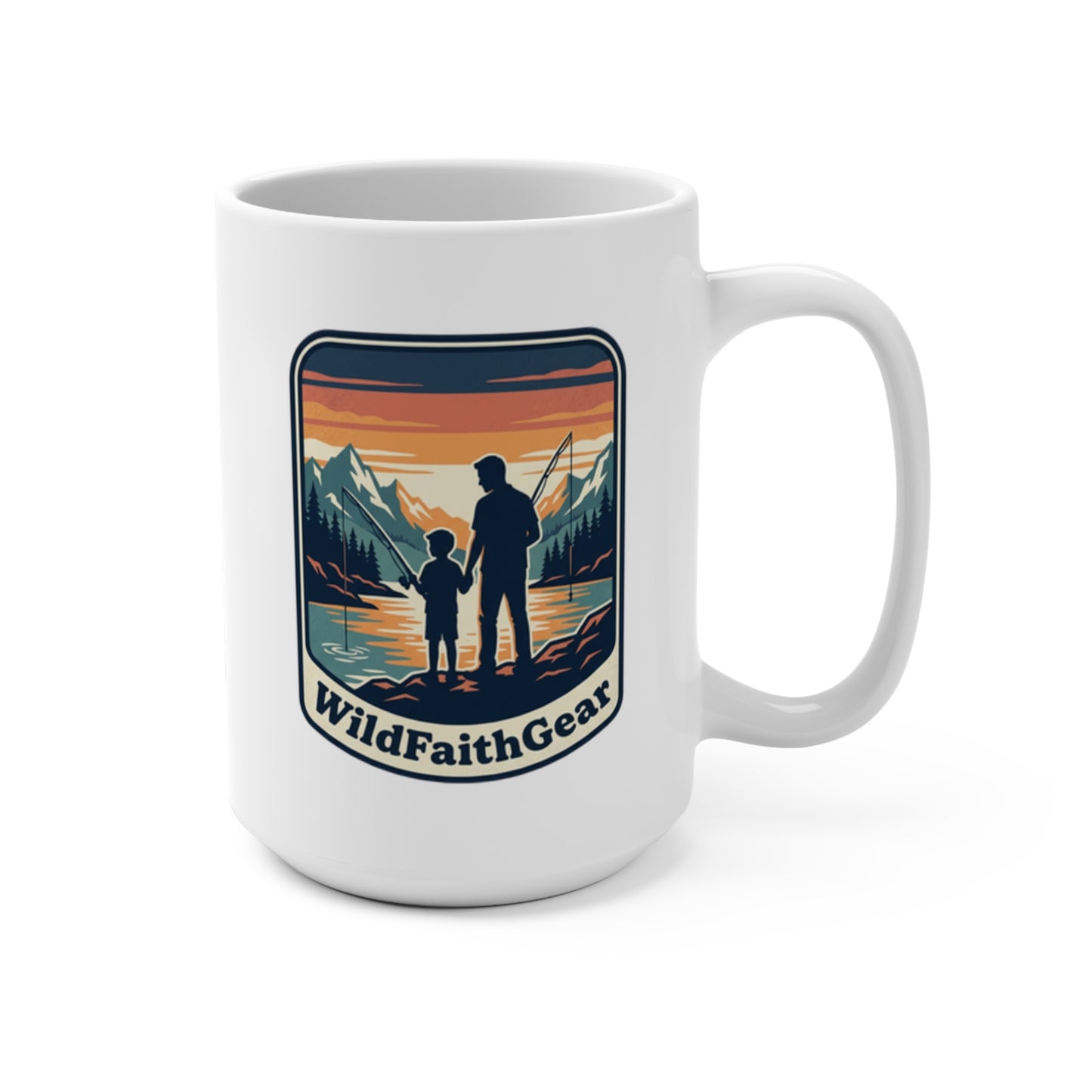 Adventure Dad & Son Mug 15oz — WildFaithGear Scenic Camping Coffee Cup