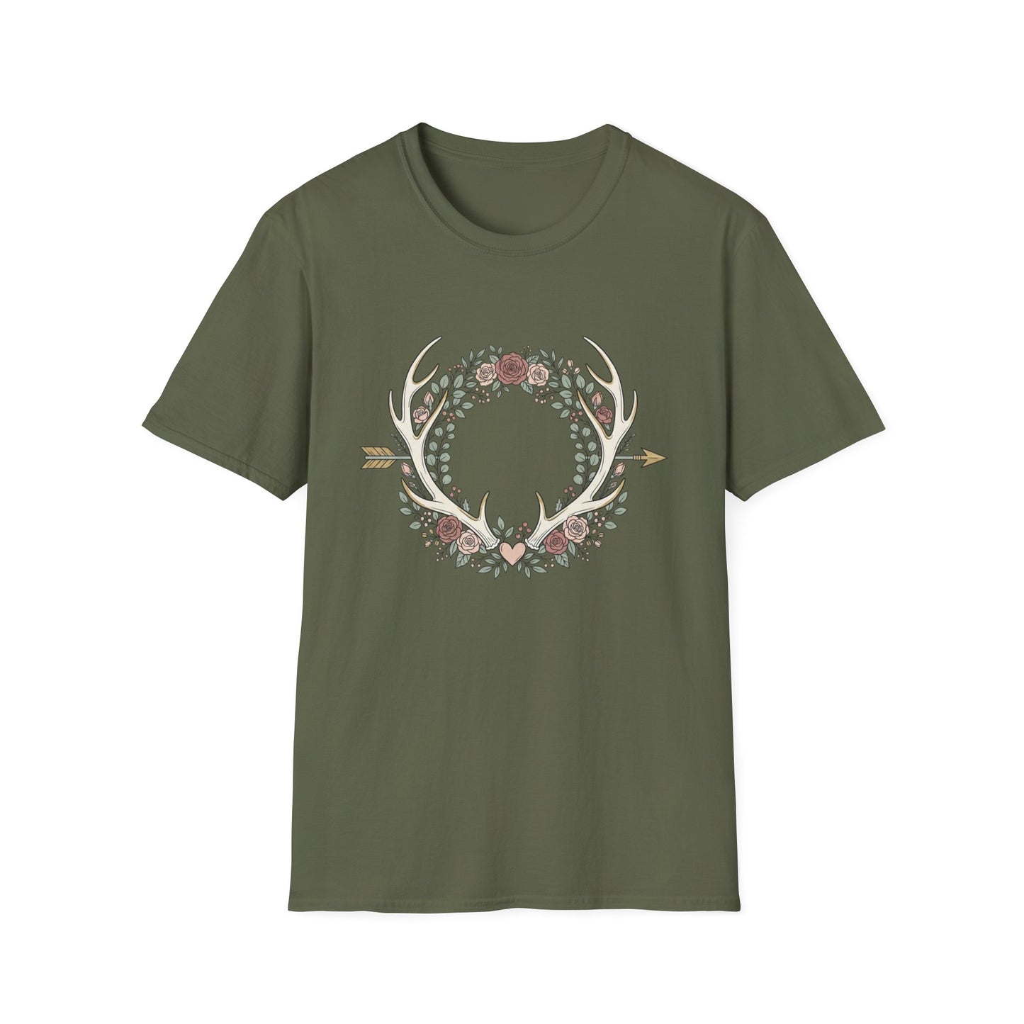 Floral Antler Wreath T-Shirt