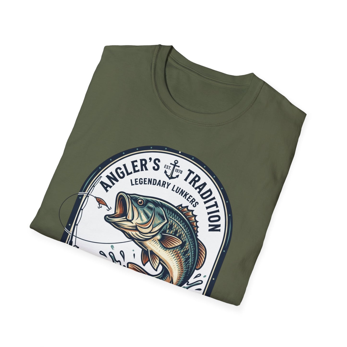 Largemouth Bass Angler T-Shirt — "Angler's Tradition" Fishing Graphic Tee