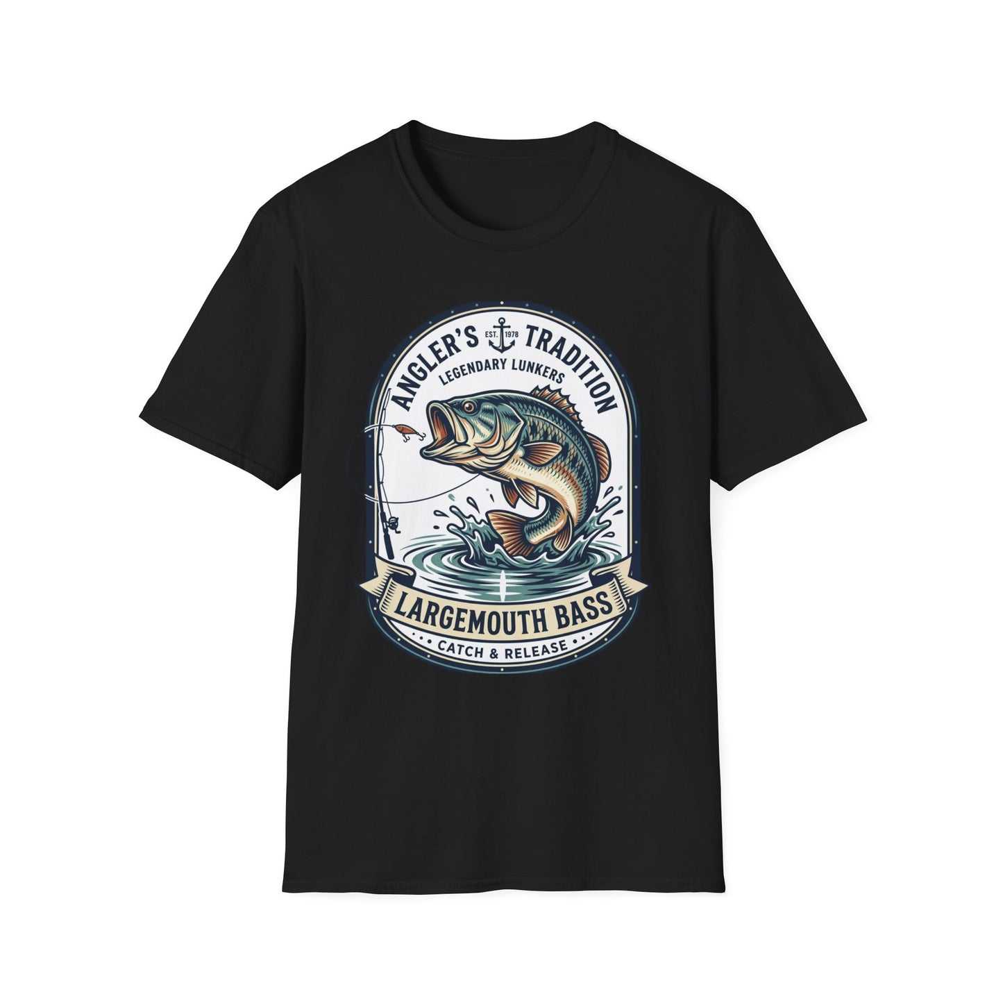 Largemouth Bass Angler T-Shirt — "Angler's Tradition" Fishing Graphic Tee