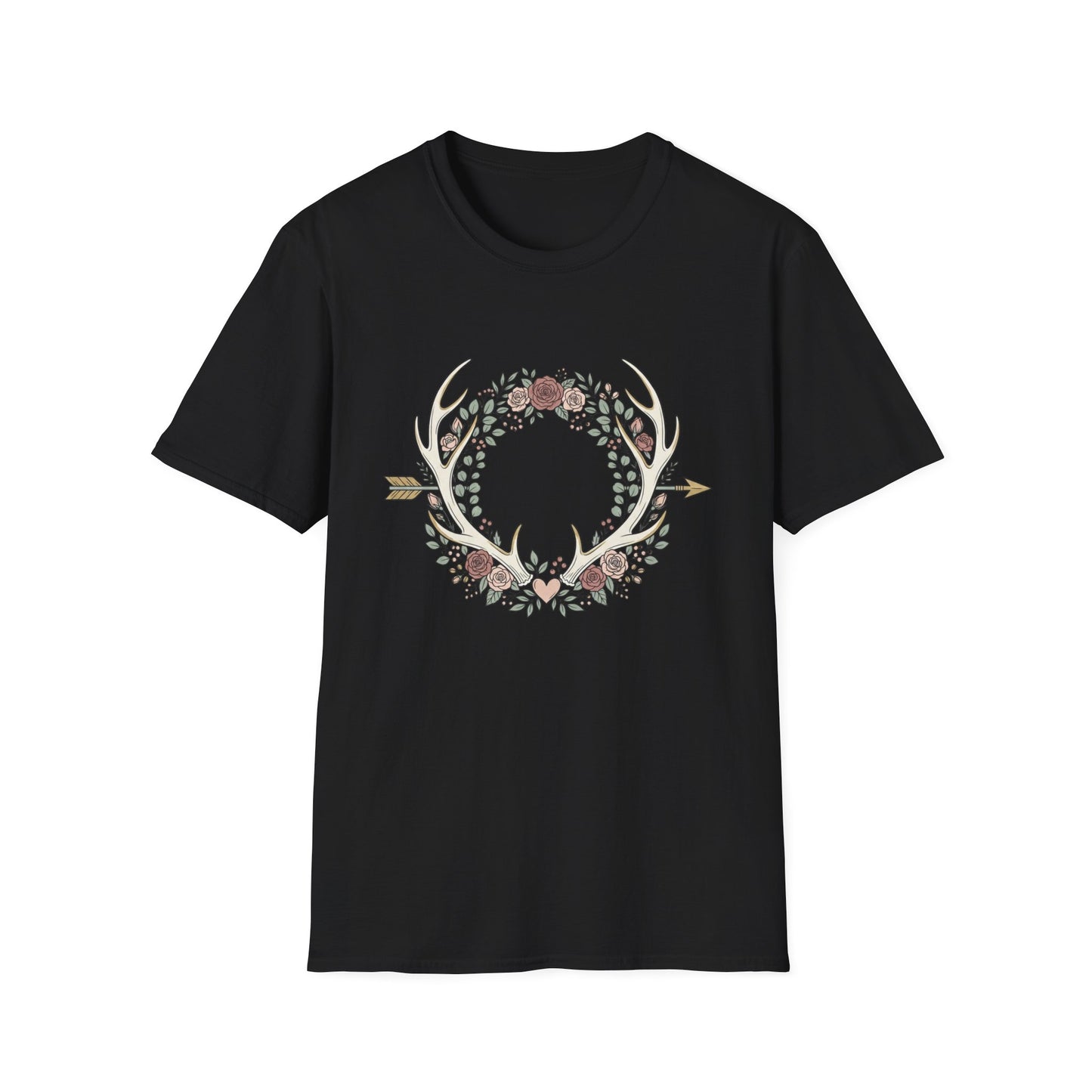 Floral Antler Wreath T-Shirt