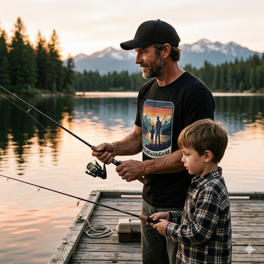 Fishing Father & Son T-Shirt – WildFaithGear Outdoor Sunset Tee