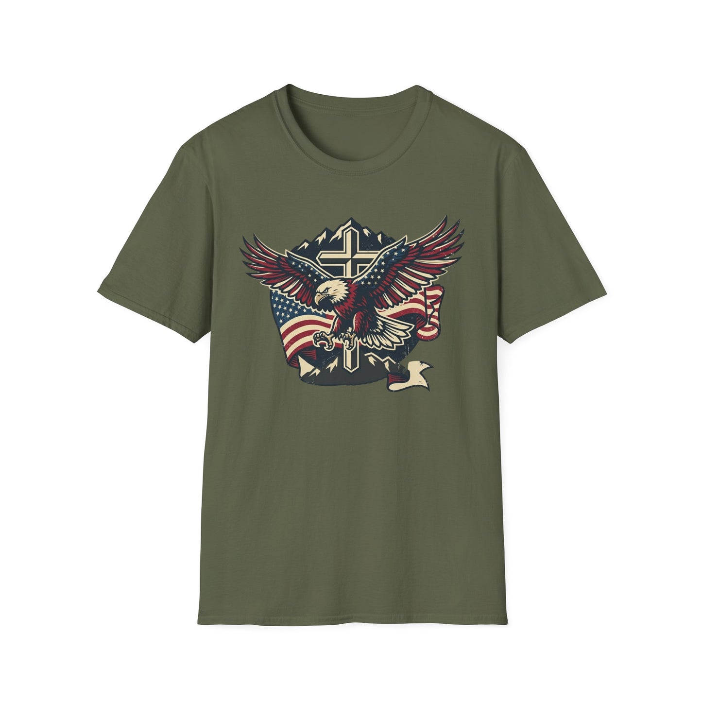Patriotic Eagle Cross T-Shirt — American Flag Vintage Graphic Tee