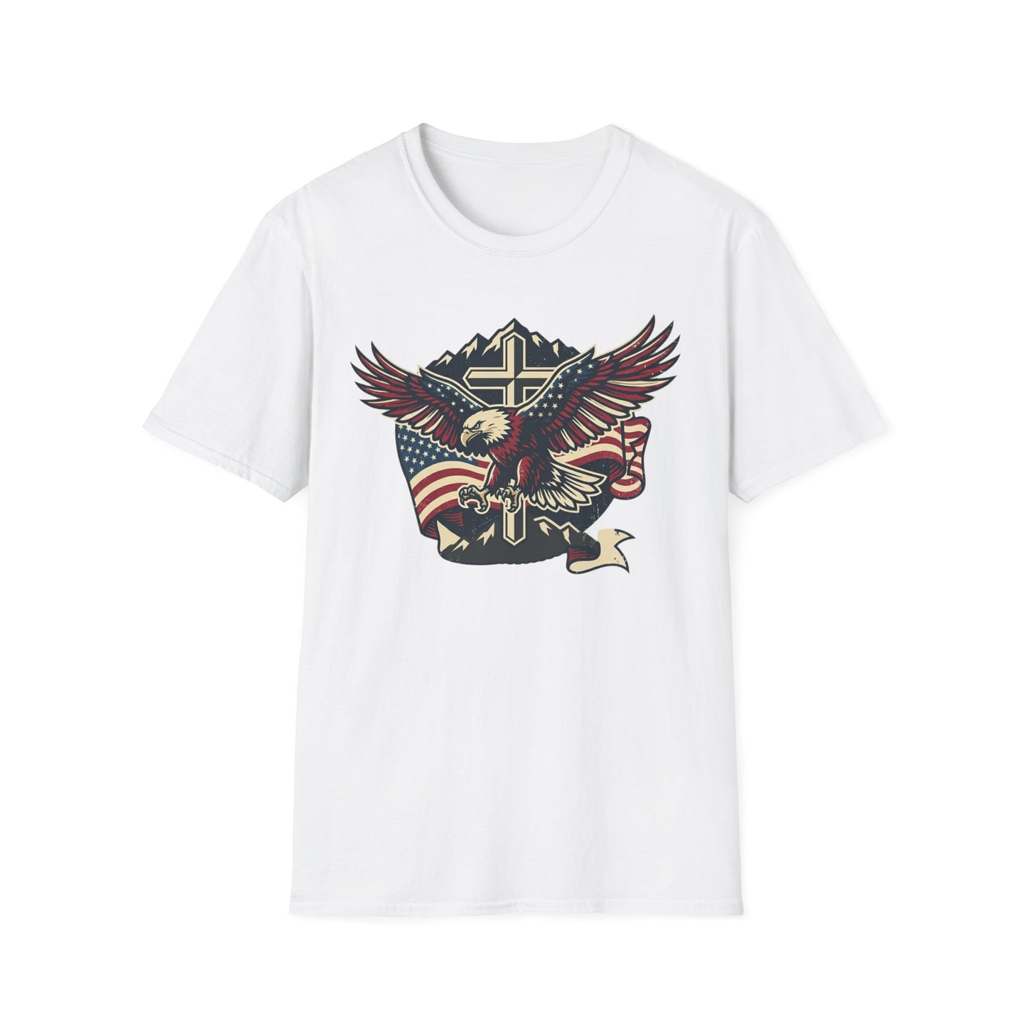 Patriotic Eagle Cross T-Shirt — American Flag Vintage Graphic Tee