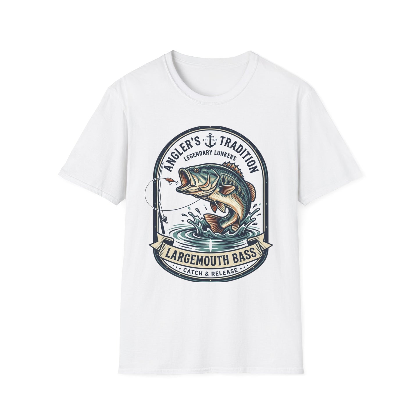 Largemouth Bass Angler T-Shirt — "Angler's Tradition" Fishing Graphic Tee